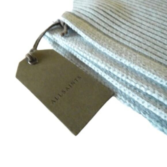 AllSaints Rib Knit Wool Blend Scarf in Light Blue New Retails $79 - Picture 2 of 6